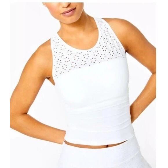 Lilly Pulitzer Tops - Lilly Pulitzer Luxletic Vanti Bra Tank White Eyelet Small Racerback Built in Bra